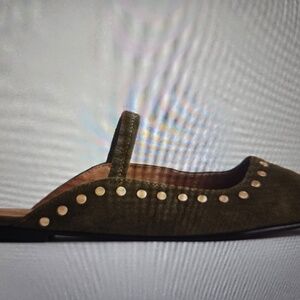 BNWT Madewell The Great Mule in Studded Suede Aged Olive